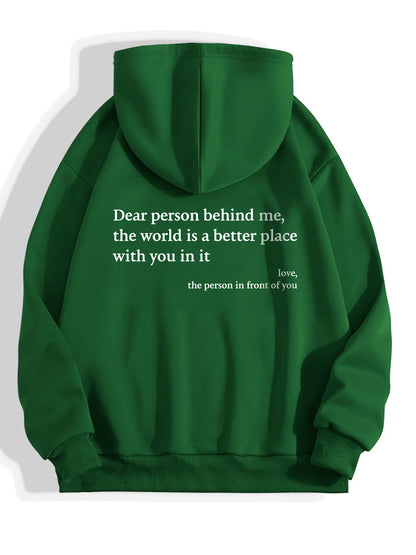 Sweat à capuche unisexe avec imprimé lettre et poche kangourou, tendance et