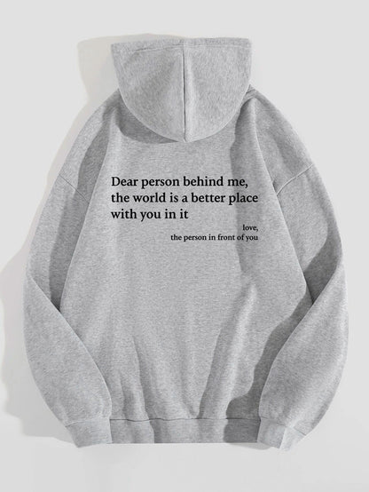 Sweat à capuche unisexe avec imprimé lettre et poche kangourou, tendance et