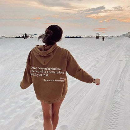 Sweat à capuche unisexe avec imprimé lettre et poche kangourou, tendance et