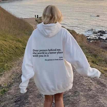 Sweat à capuche unisexe avec imprimé lettre et poche kangourou, tendance et