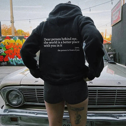 Sweat à capuche unisexe avec imprimé lettre et poche kangourou, tendance et