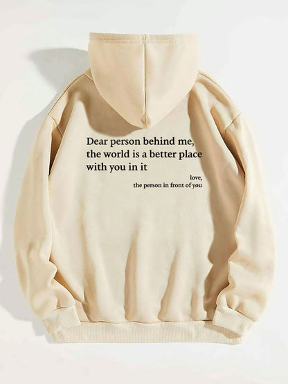 Sweat à capuche unisexe avec imprimé lettre et poche kangourou, tendance et