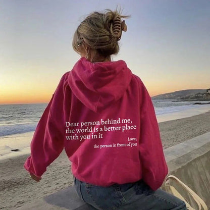 Sweat à capuche unisexe avec imprimé lettre et poche kangourou, tendance et