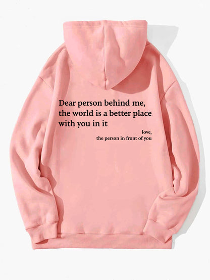 Sweat à capuche unisexe avec imprimé lettre et poche kangourou, tendance et