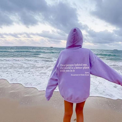 Sweat à capuche unisexe avec imprimé lettre et poche kangourou, tendance et